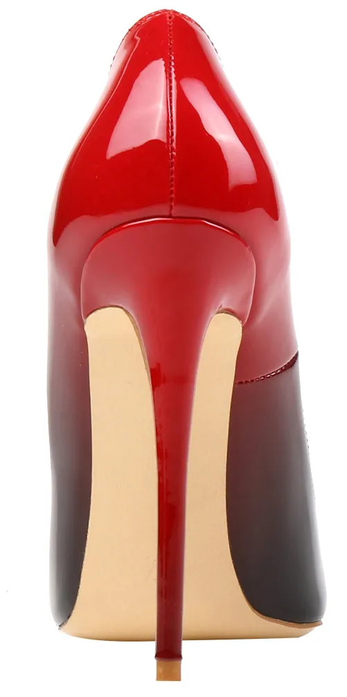 12cm Gradient Red Black Pumps Sexy Stilettos Dress Party High Heels