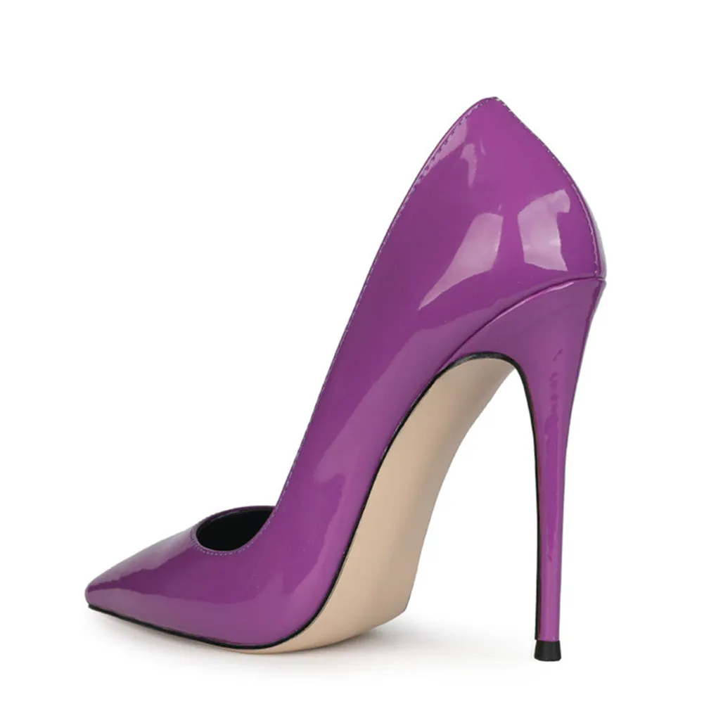 12cm Violet Patent Leather Pumps Sexy Stilettos Dress Party High Heels