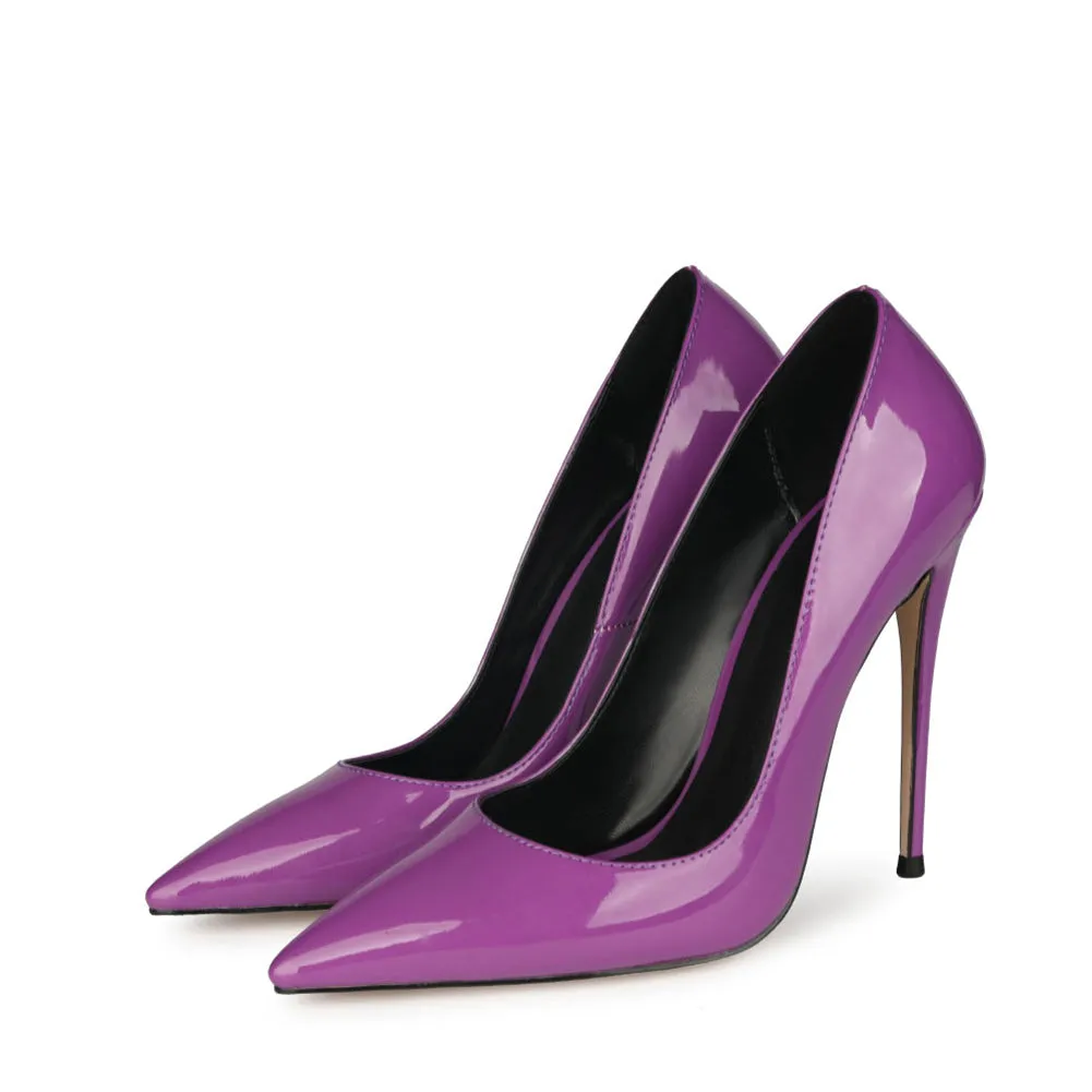 12cm Violet Patent Leather Pumps Sexy Stilettos Dress Party High Heels