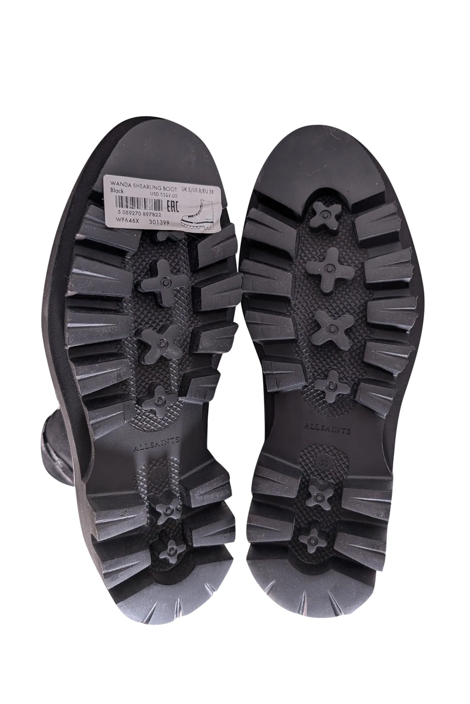 All Saints - Black "Wanda" Shearling Booties Sz 8