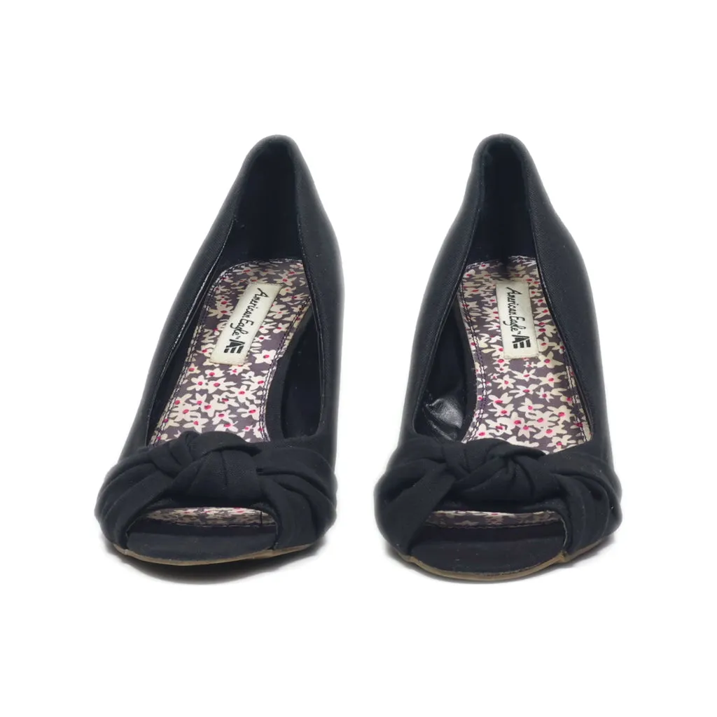 American Eagle Peep Toe Leather Black Colour For Women