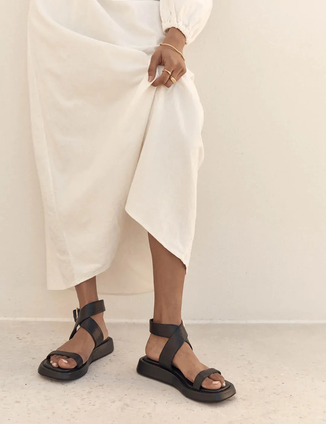 Ankle Wrap Sandal | Black