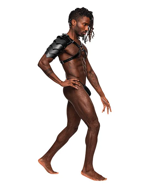 Aquarius Pu Leather Chest Harness W/half Sleeve Black O/s