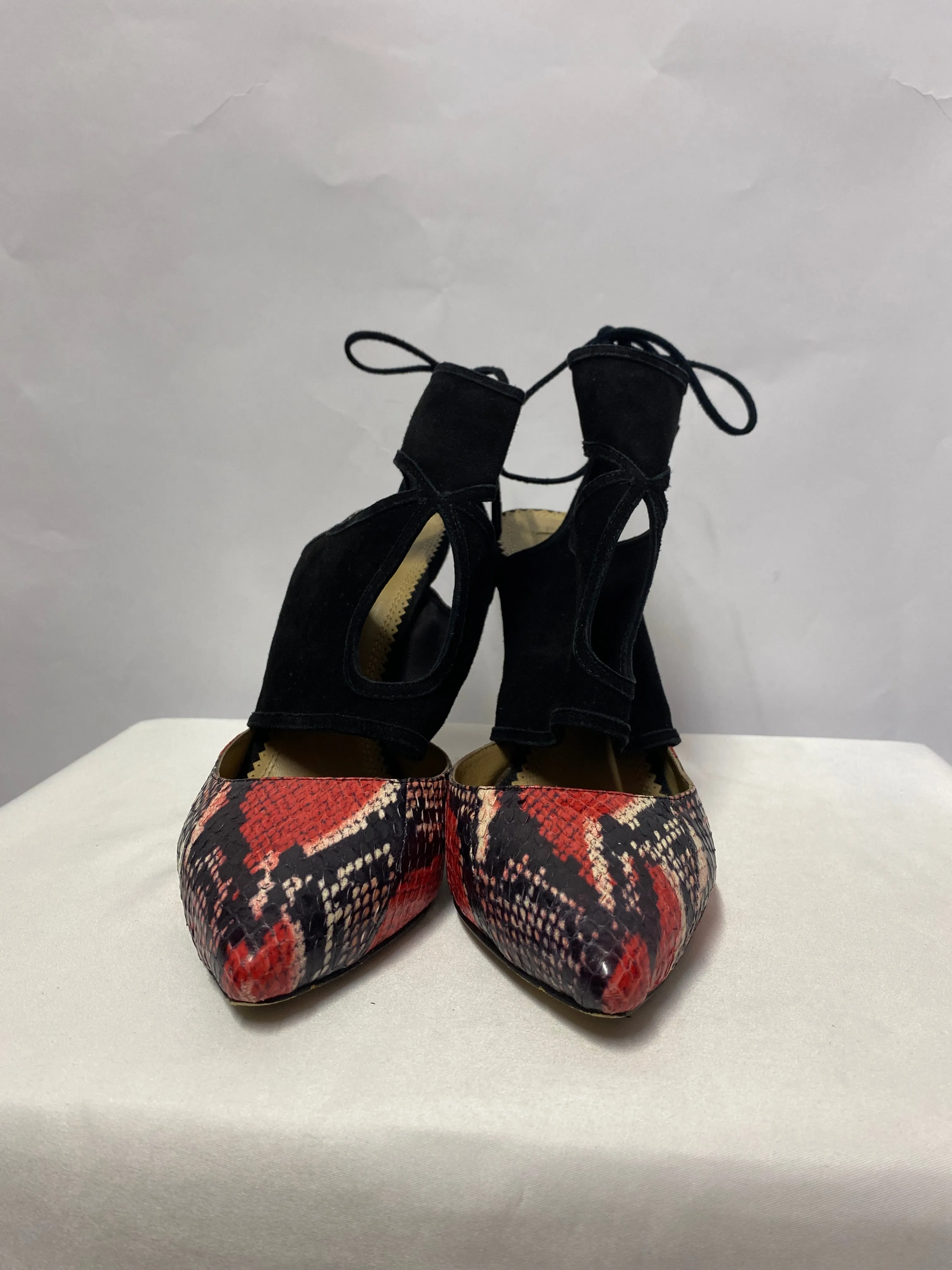 Aquazurra Black and Pink Snake Print Stilettos 6.5/39.5