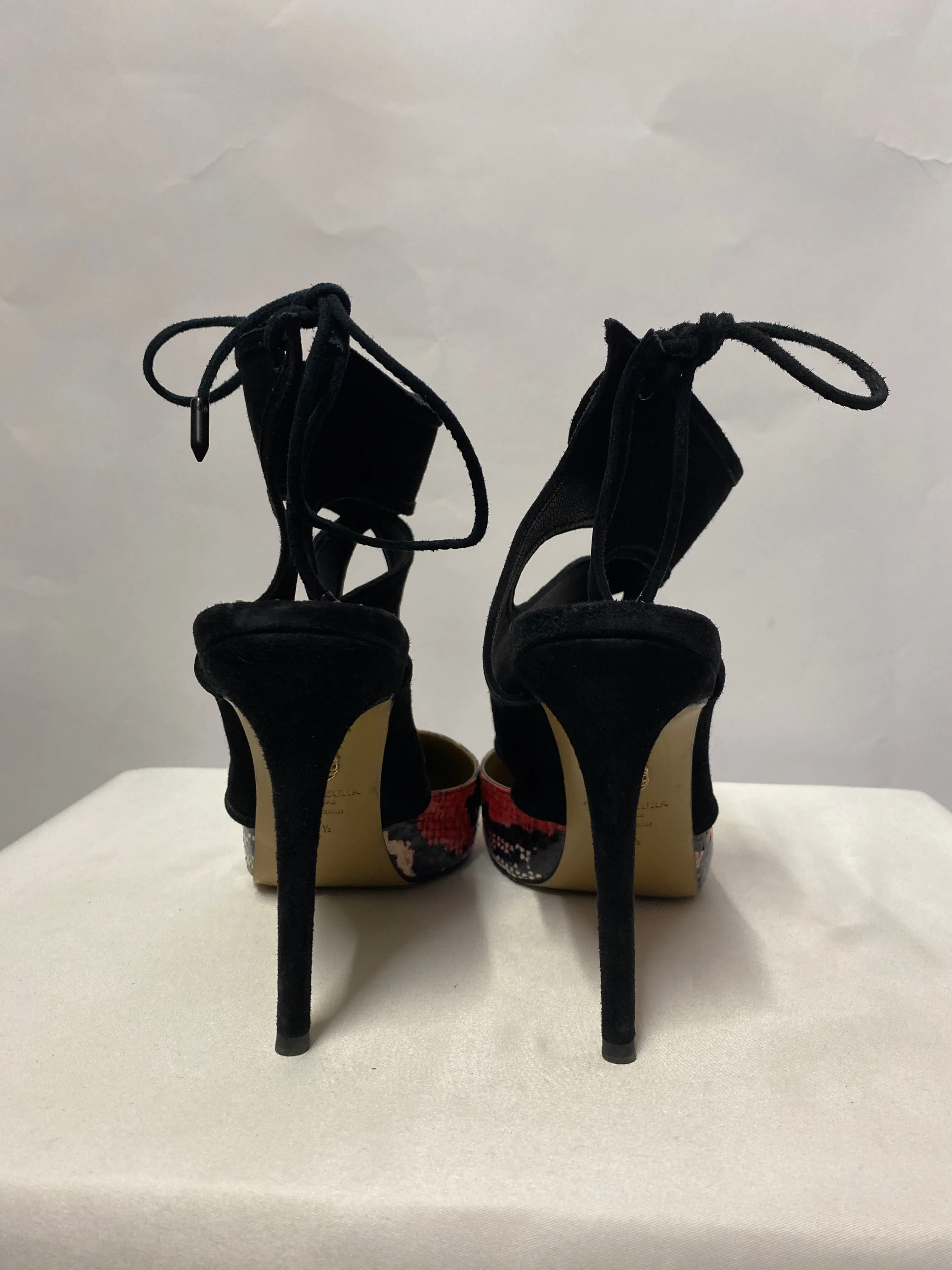 Aquazurra Black and Pink Snake Print Stilettos 6.5/39.5