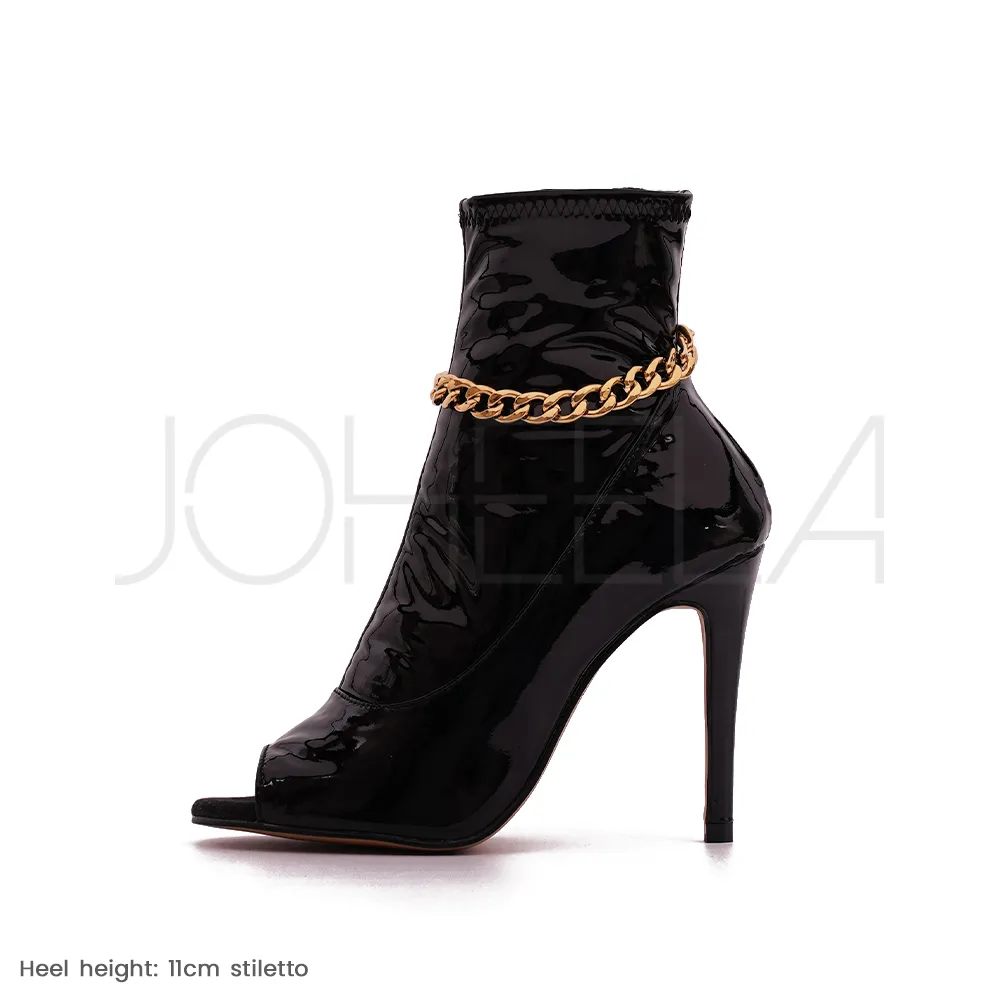 Aria - Chaînes dorées - Talons stilettos slim - Prête à expédier