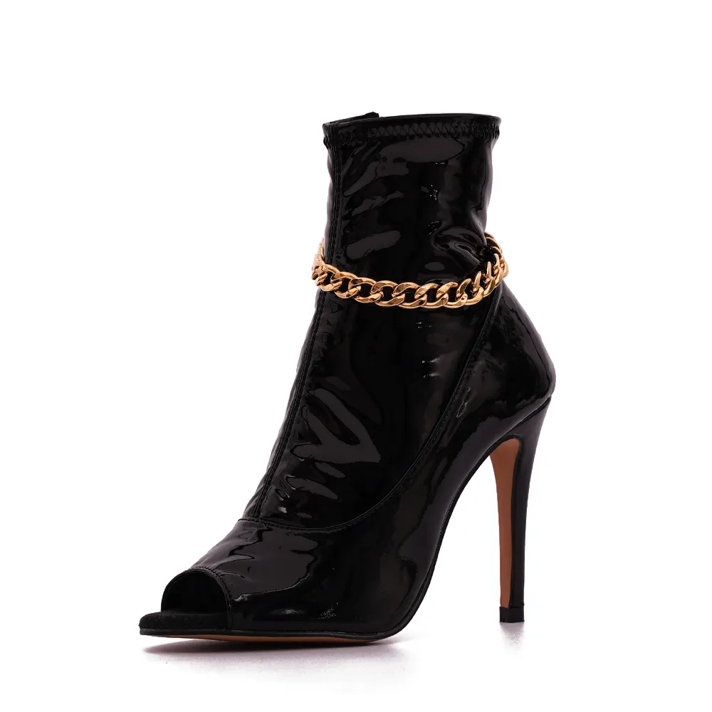 Aria - Chaînes dorées - Talons stilettos slim - Prête à expédier