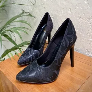 Bat Orchid (Black Pumps Cocktail Shoes High Stilettos )