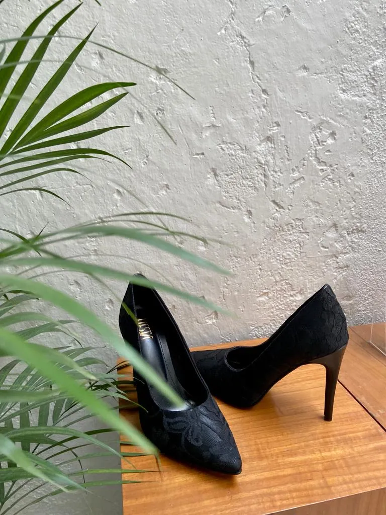Bat Orchid (Black Pumps Cocktail Shoes High Stilettos )