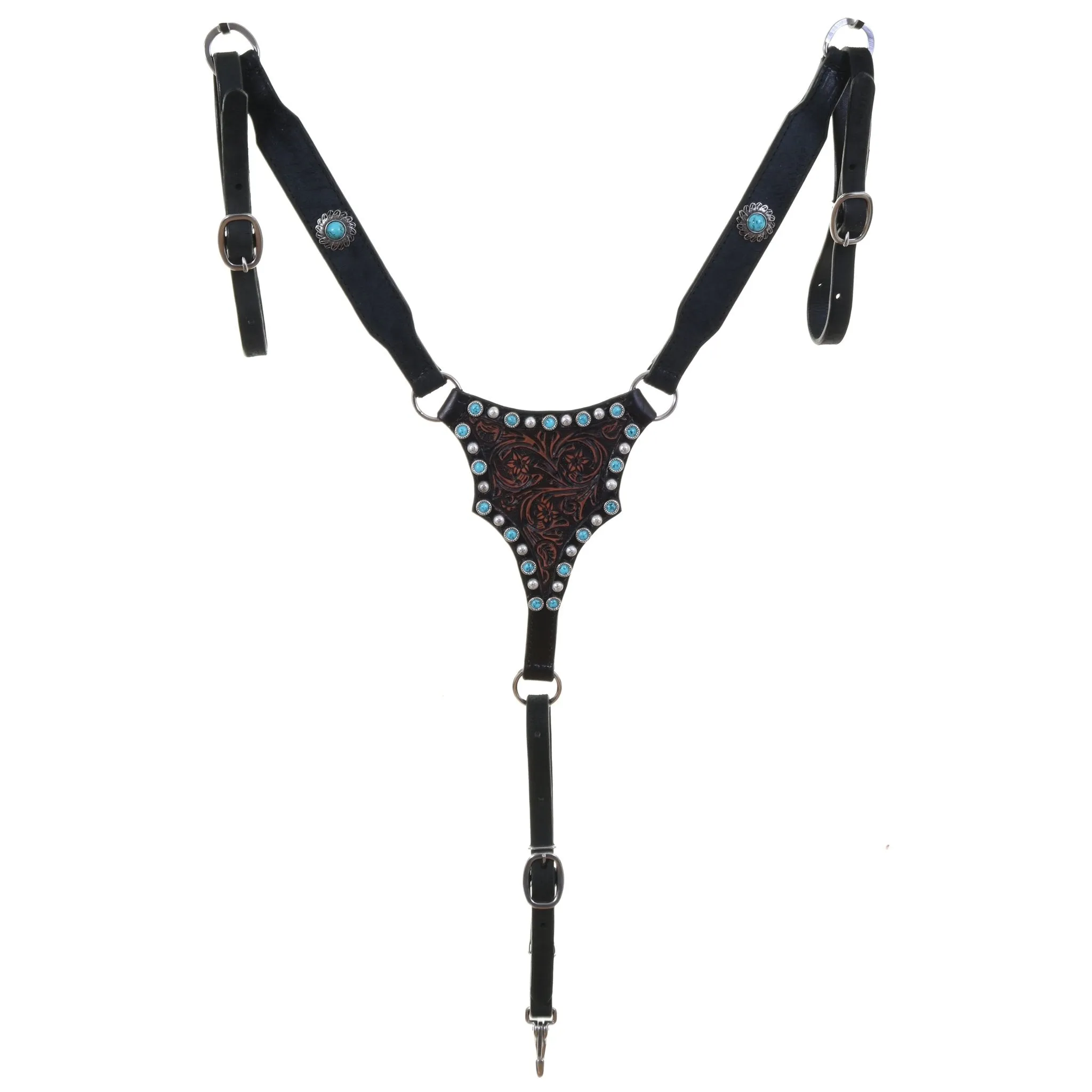 BC1145 - Black Roughout Leather with Vintage Center Breast Collar