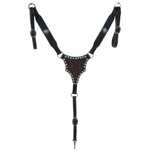 BC1145 - Black Roughout Leather with Vintage Center Breast Collar