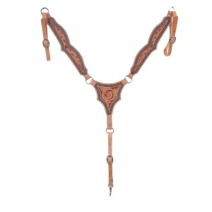BC1157 - Natural Leather Texas Whirlwind Tooled Breast Collar