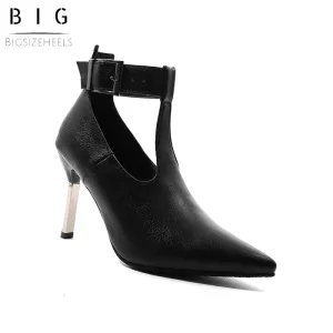 Bigsizeheels T-shaped Buckle stilettos - Black