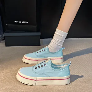 binfenxie  -  Trendy Women's Fashion Slip On Canvas Sneakers No Laces Comfortable Platform Casual Low Shoes Cute Walking Tennis