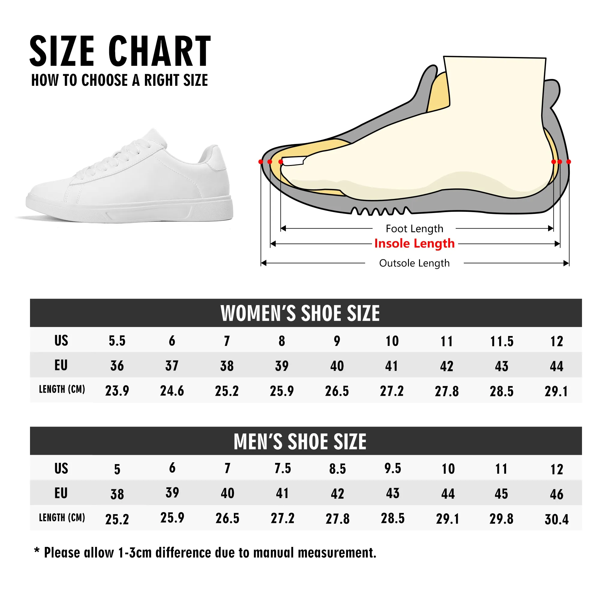 Black and White Bloom Adult Lightweight Brand Low Top Leather Shoes
