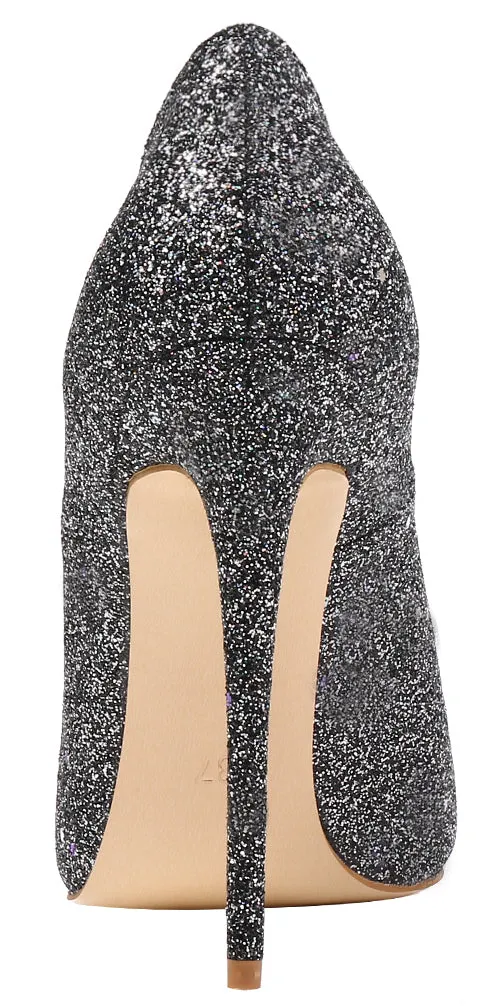 Black Glitters Wedding Stilettos Women Pumps Sexy 12cm Cystal Party High Heels