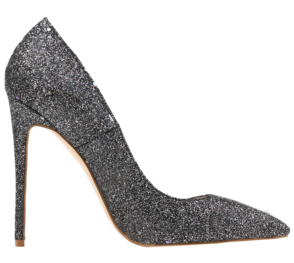 Black Glitters Wedding Stilettos Women Pumps Sexy 12cm Cystal Party High Heels