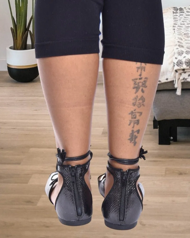 Black Lace Up Gladiator Sandals