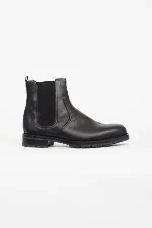 Black Leather Shearling Chelsea Boot