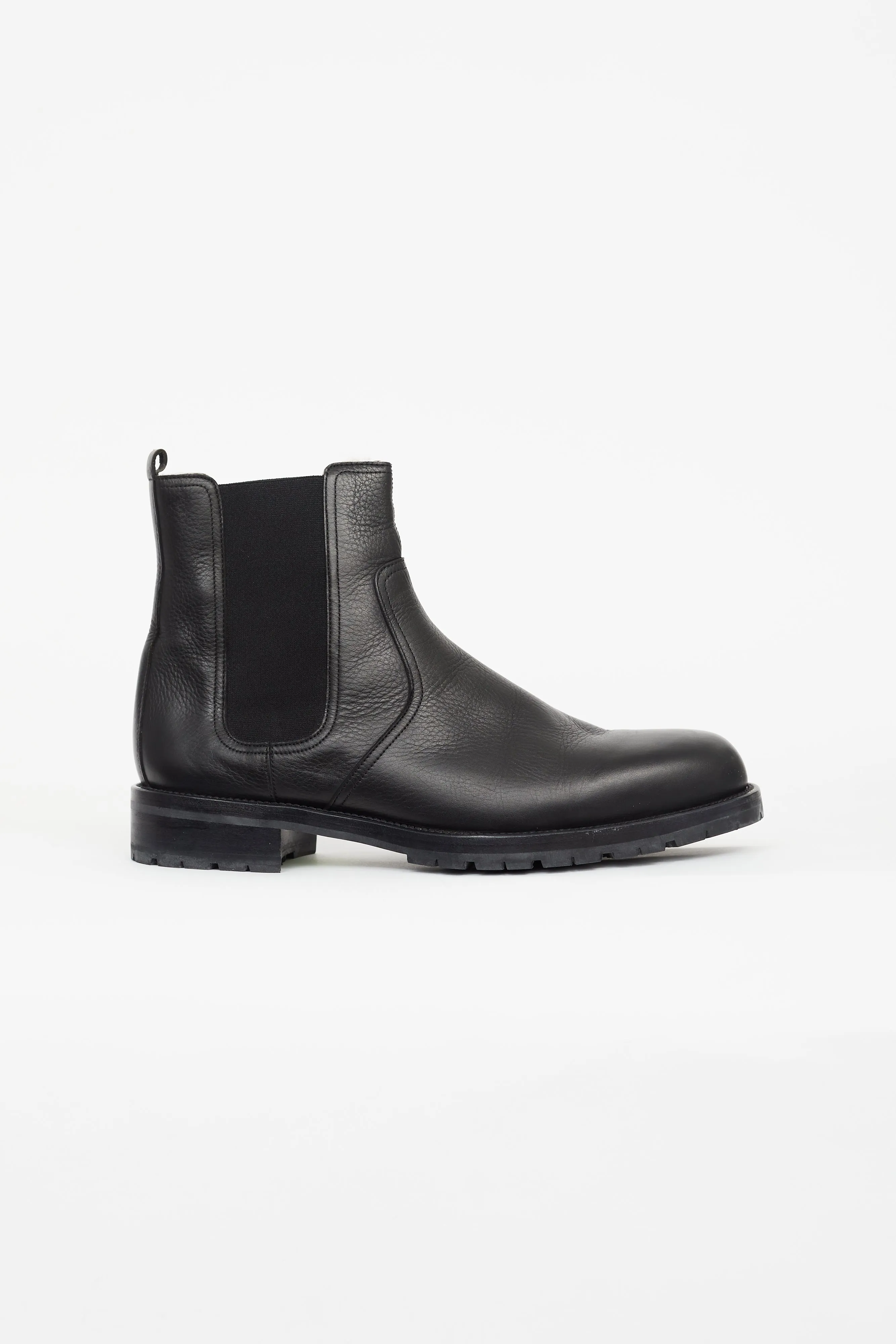Black Leather Shearling Chelsea Boot