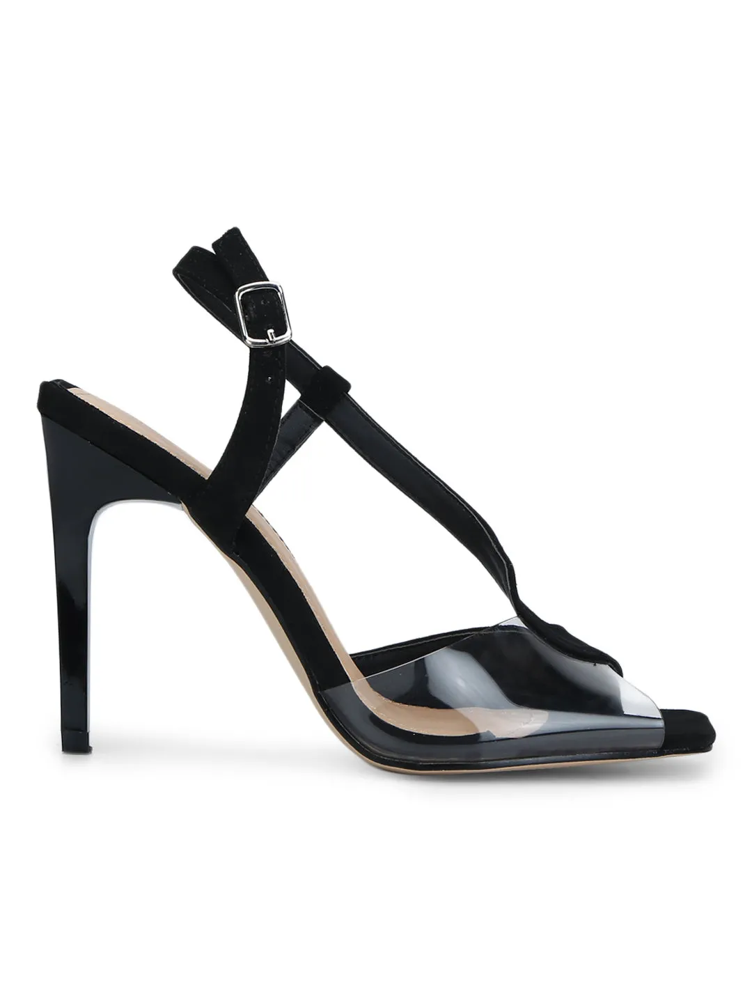 Black Micro Perspex Strappy Stilettos
