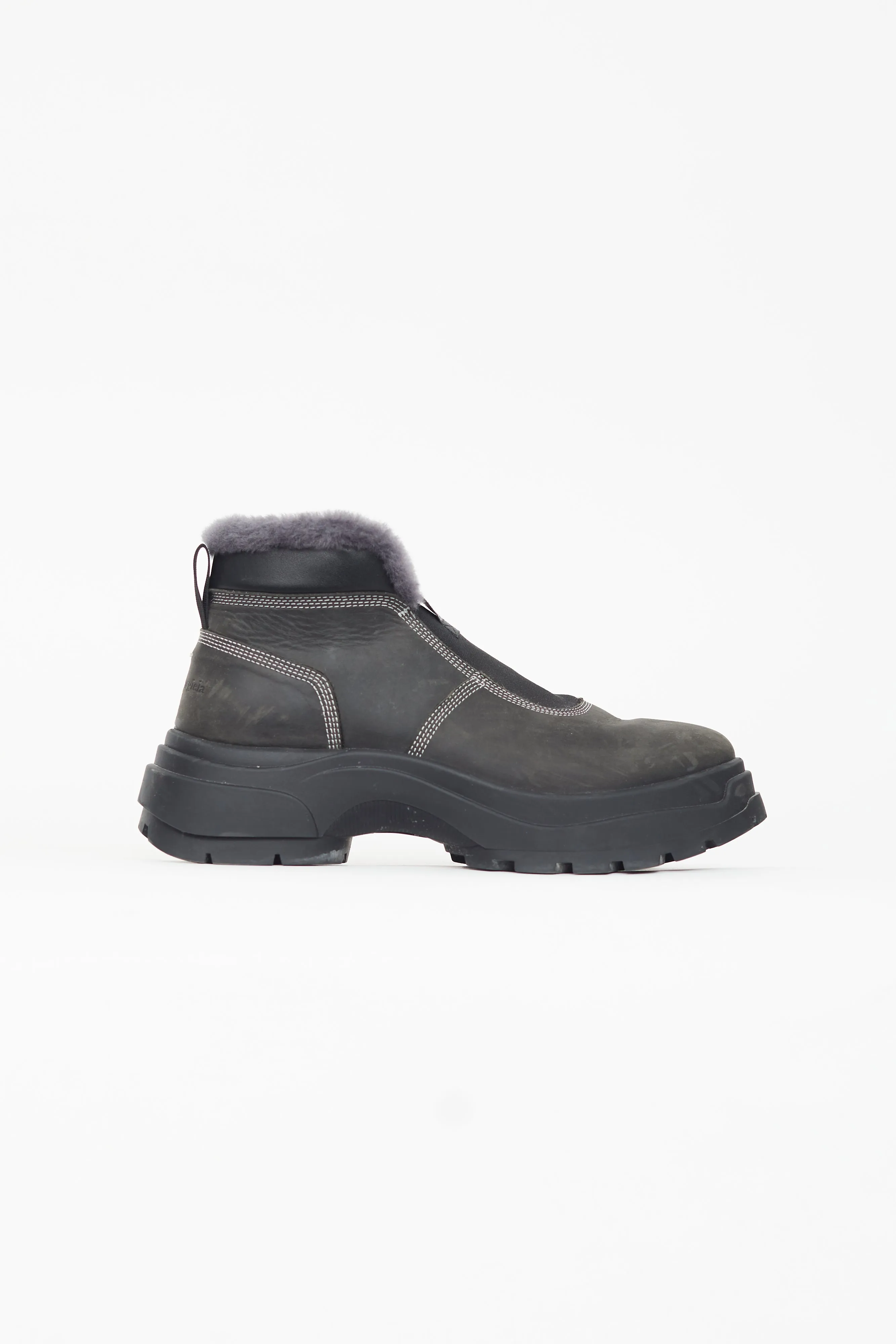 Black Suede & Shearling Ankle Boot