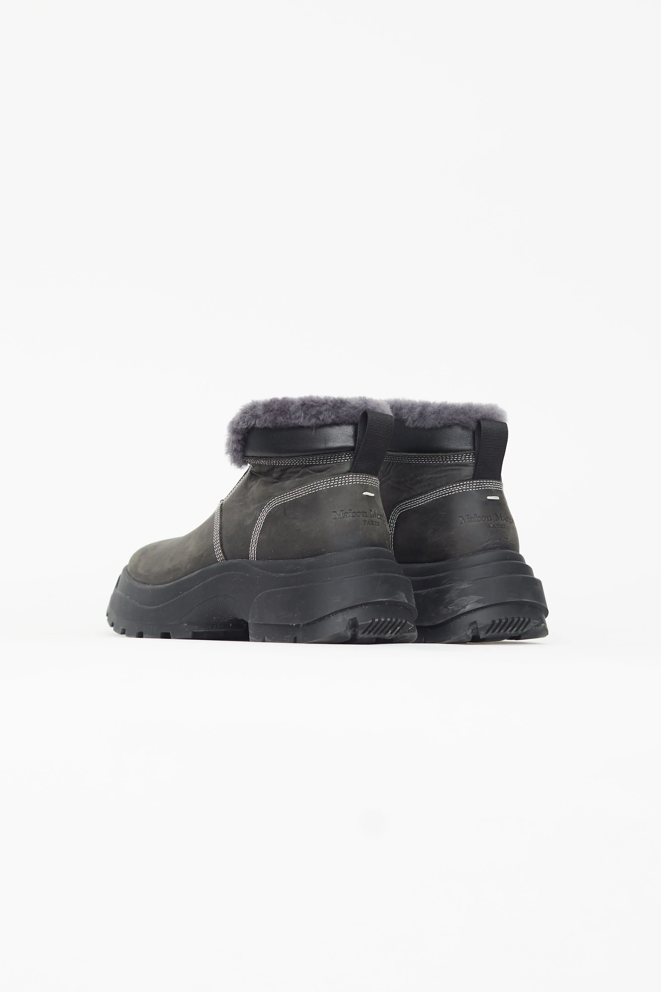 Black Suede & Shearling Ankle Boot