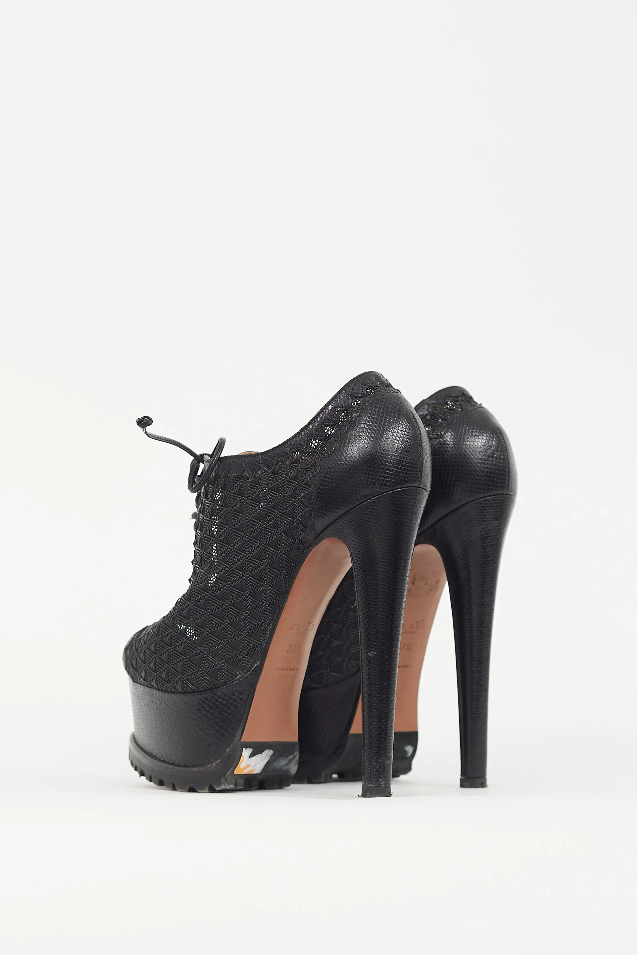 Black Woven Platform Heel