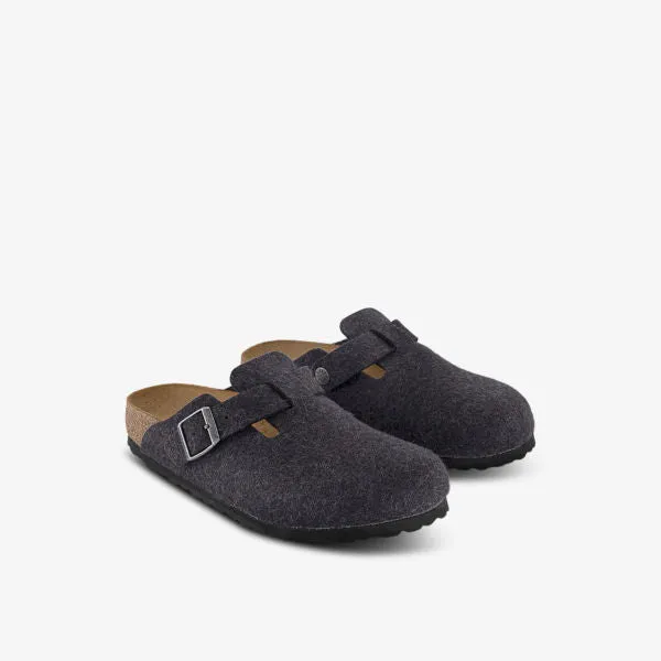 Boston wool clogs with Birkenstock buckles, anthracite