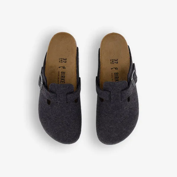 Boston wool clogs with Birkenstock buckles, anthracite