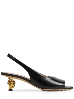 Bottega Veneta   Knot leather slingback sandals 