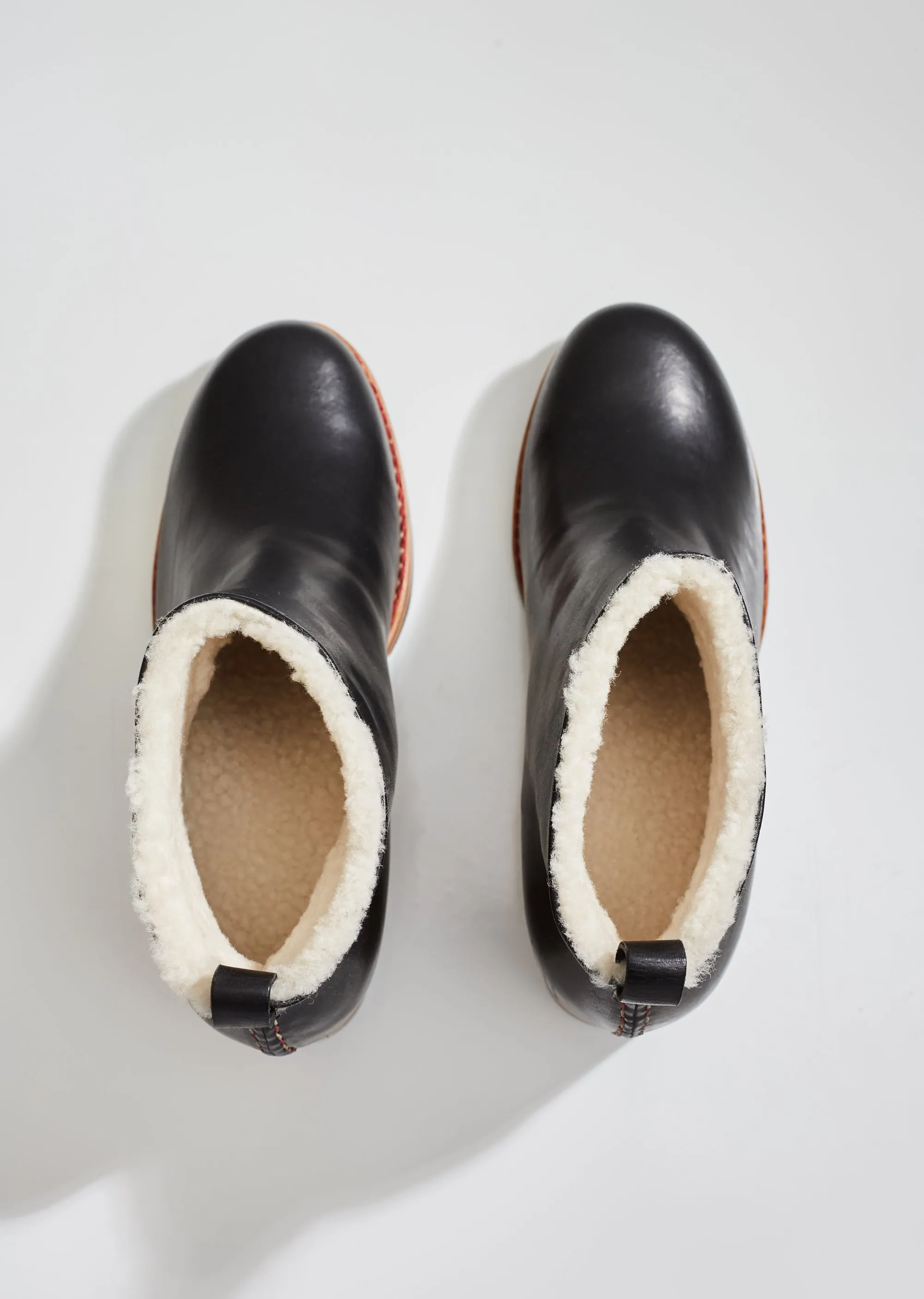 Braided Shearling Mid Heel Boots