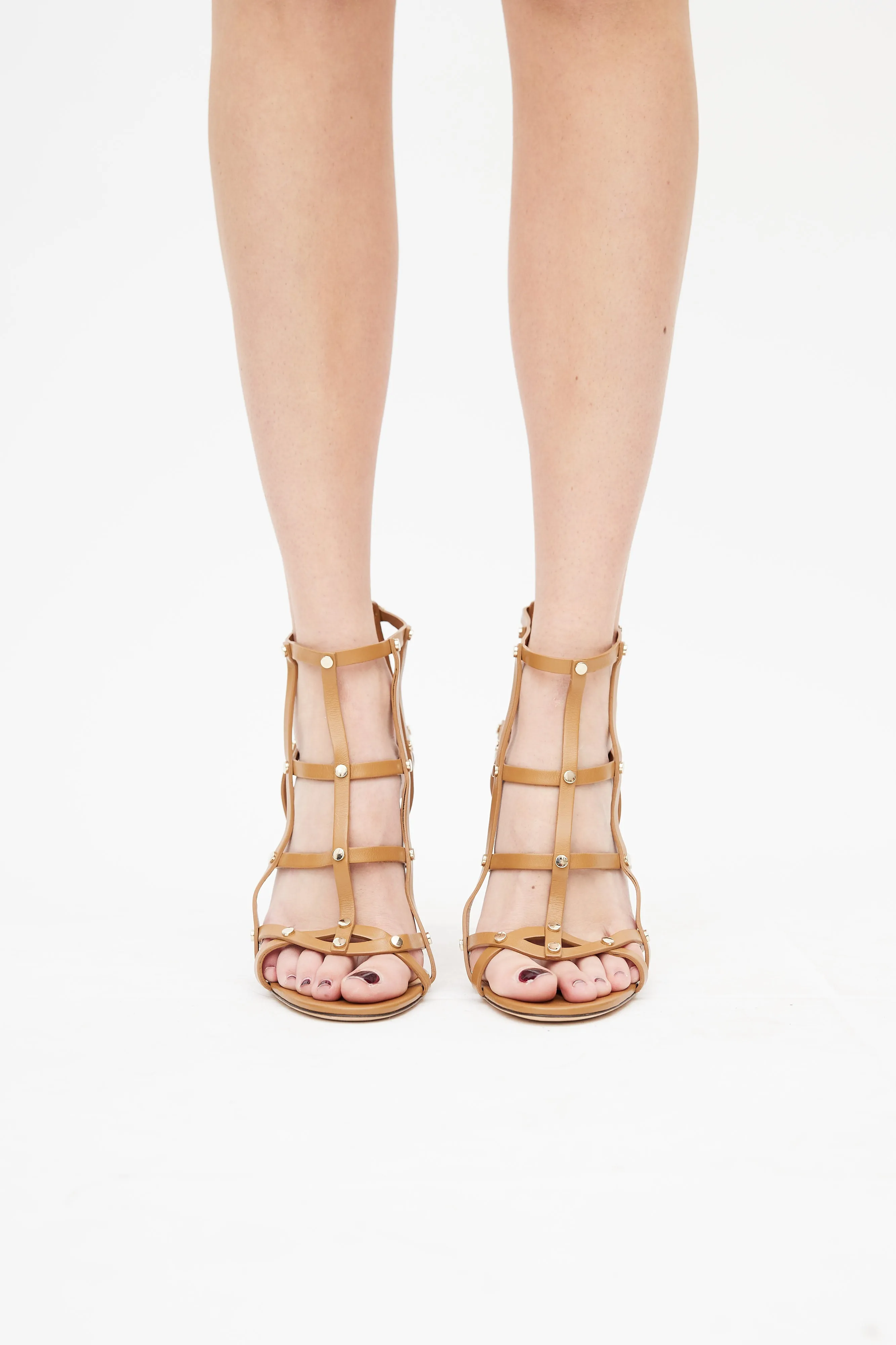 Brown Studded Gladiator Sandal
