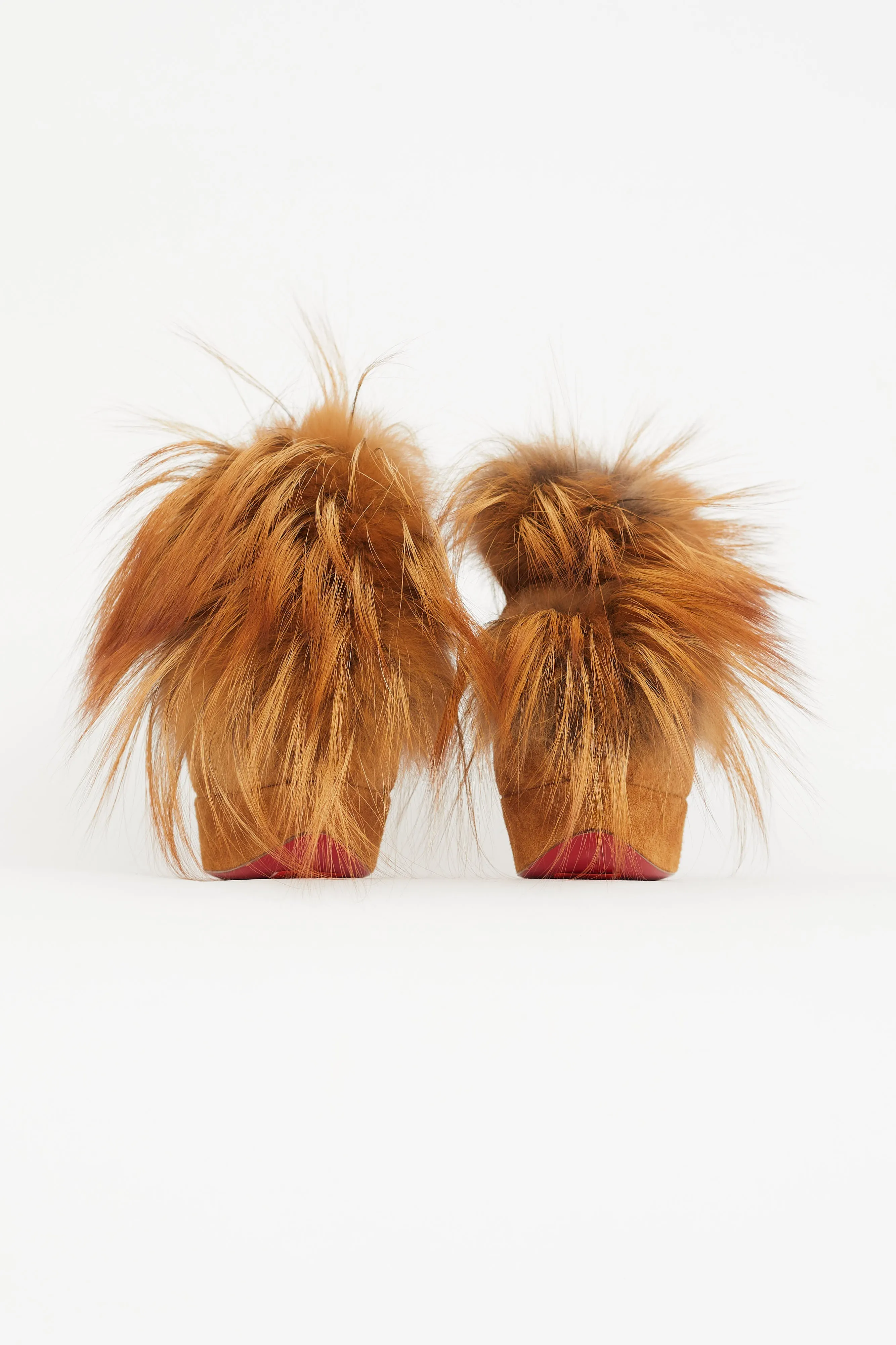Brown Suede Splash Fur Platform Heel