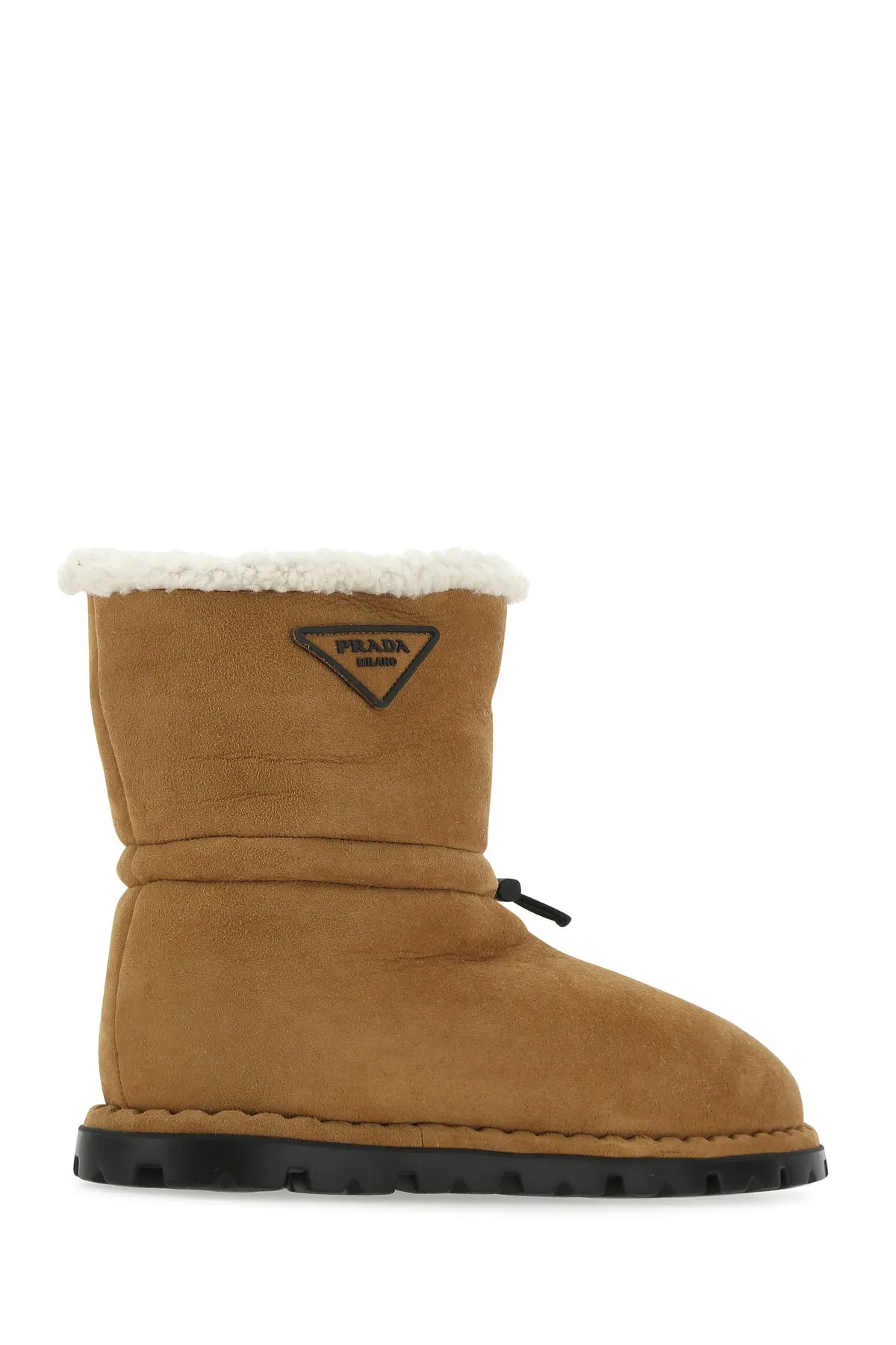 Camel shearling ankle boots