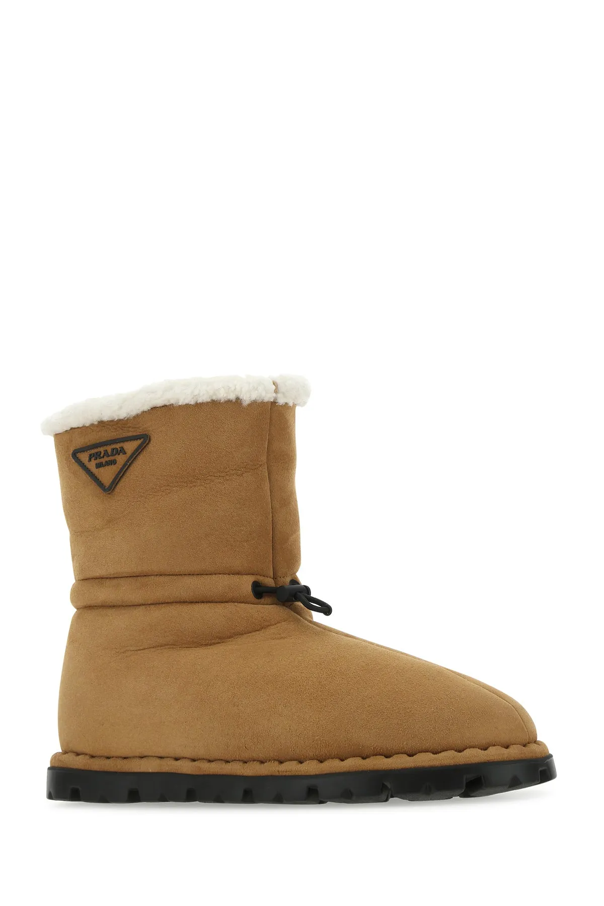 Camel shearling ankle boots
