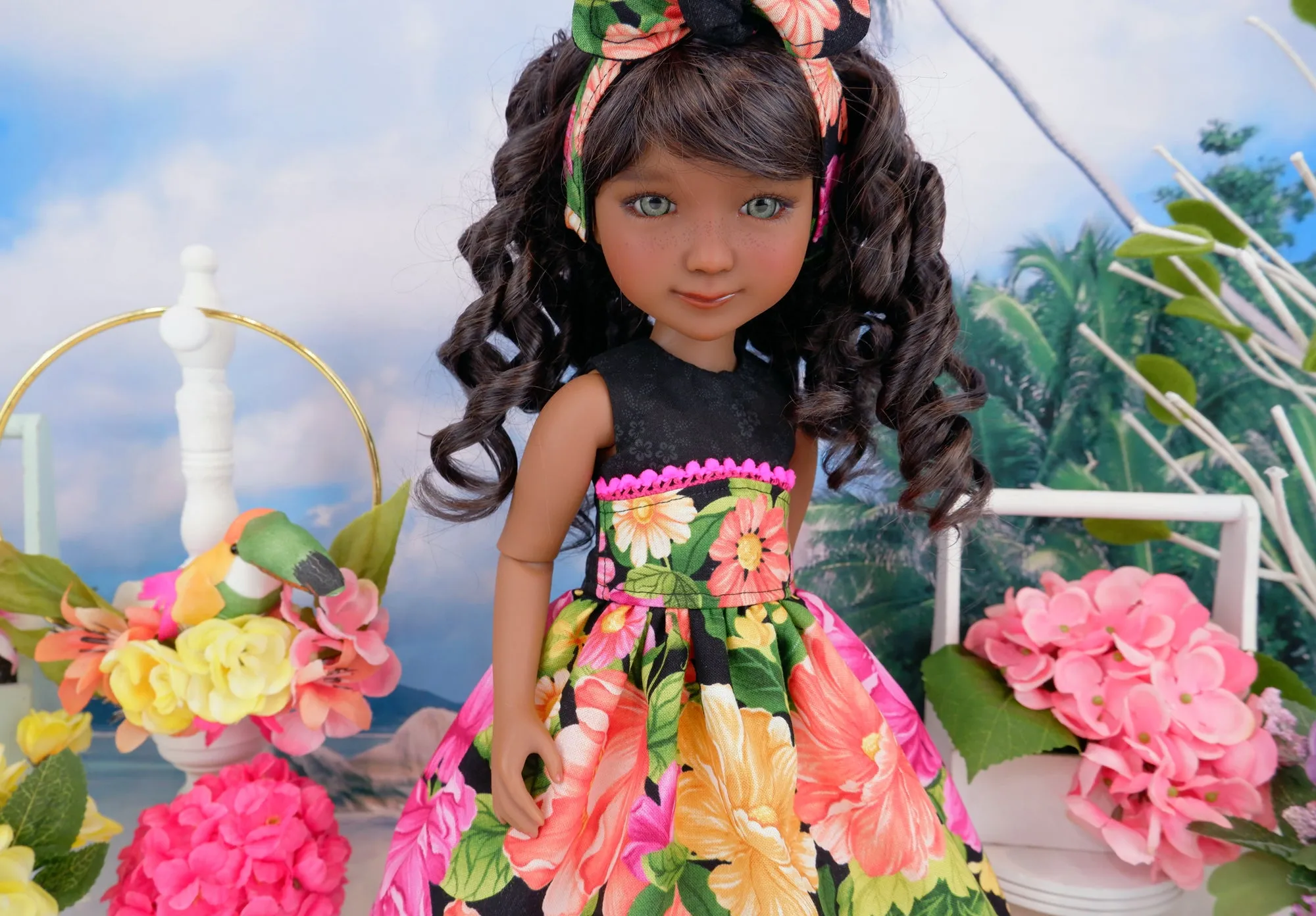 Camellia Tropics - dress and sandals for Ruby Red Fashion Friends doll
