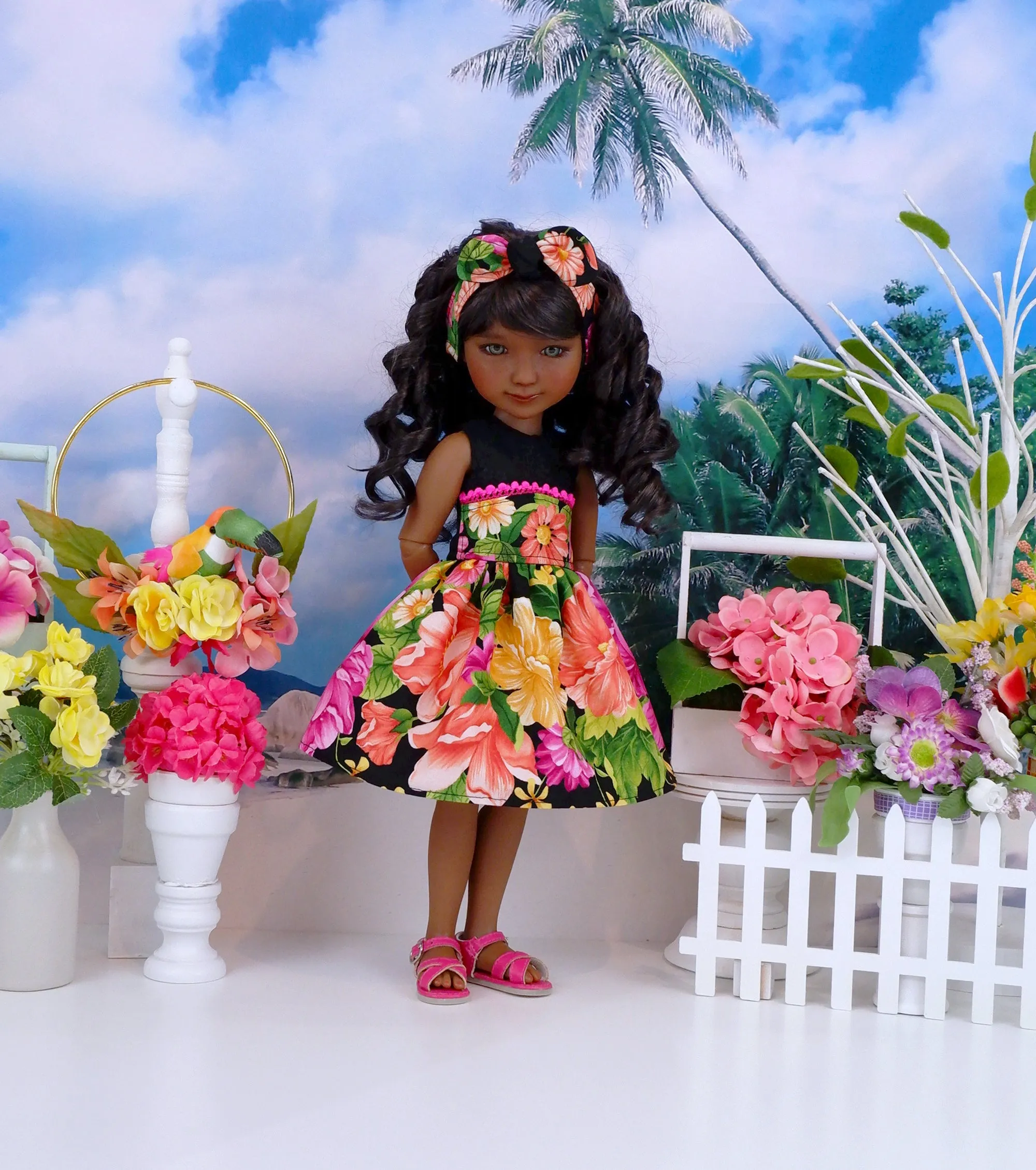 Camellia Tropics - dress and sandals for Ruby Red Fashion Friends doll