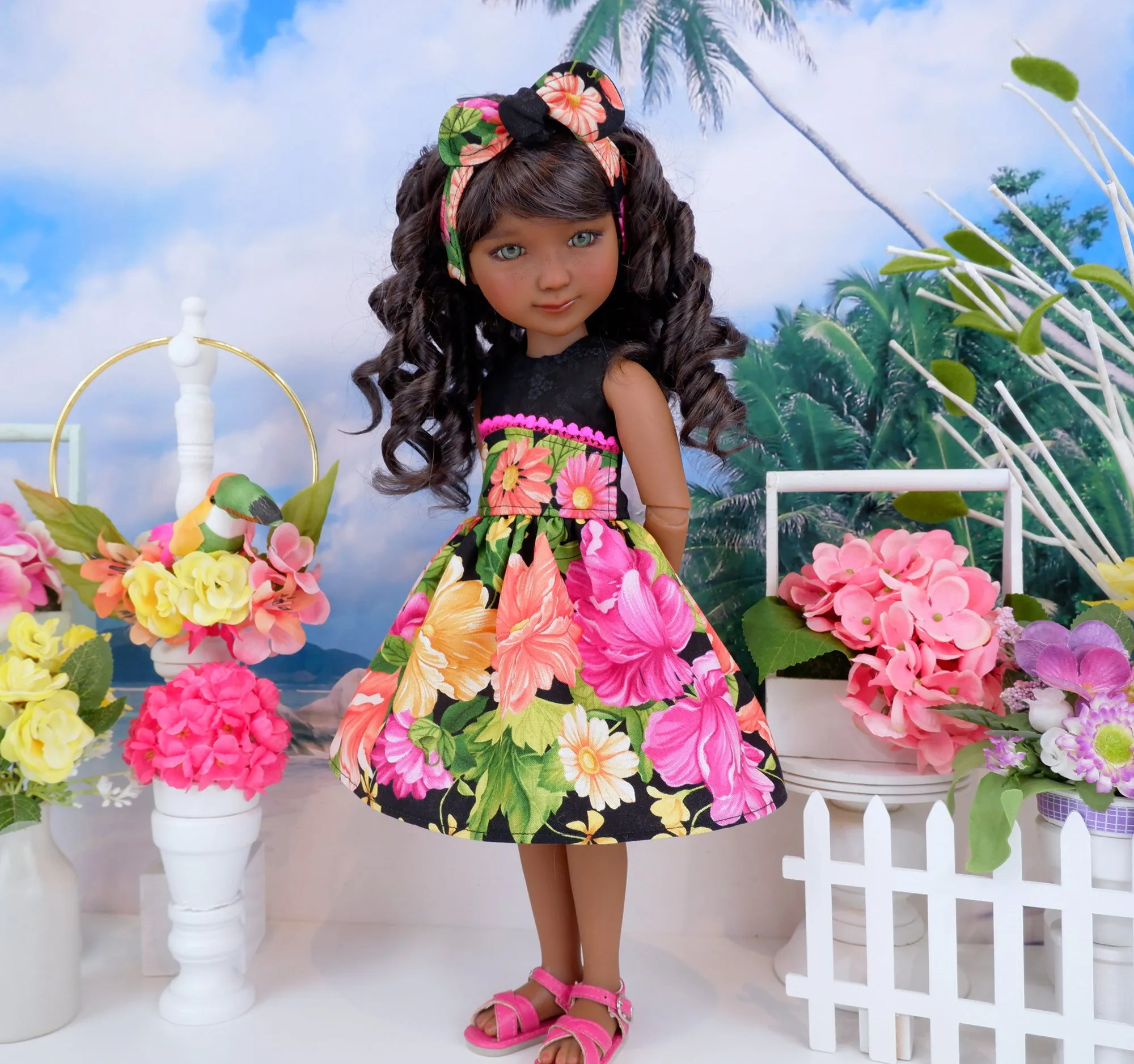 Camellia Tropics - dress and sandals for Ruby Red Fashion Friends doll