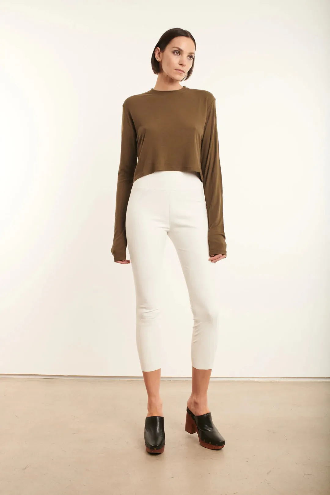 Capri Leather Legging - White