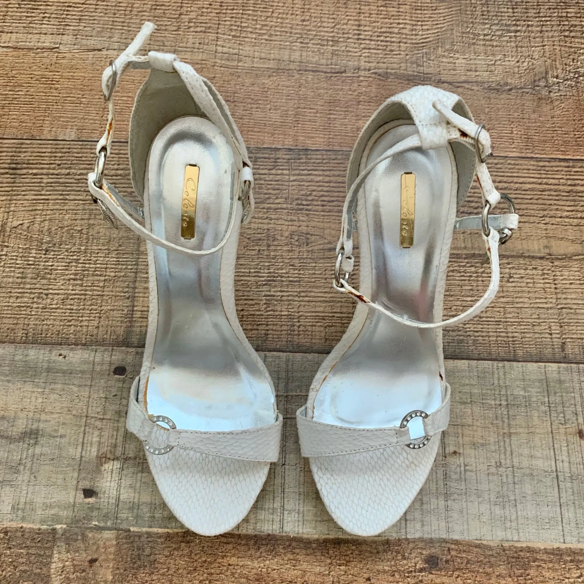 Celeste Animal Print Faux Leather Sandal Stilettos- Size 8.5
