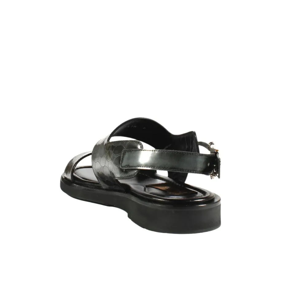 Cesare Paciotti Luxury Italian Men's Designer Shoes Antique Fumo Glass Leather Gladiator Sandals (CPM2374)