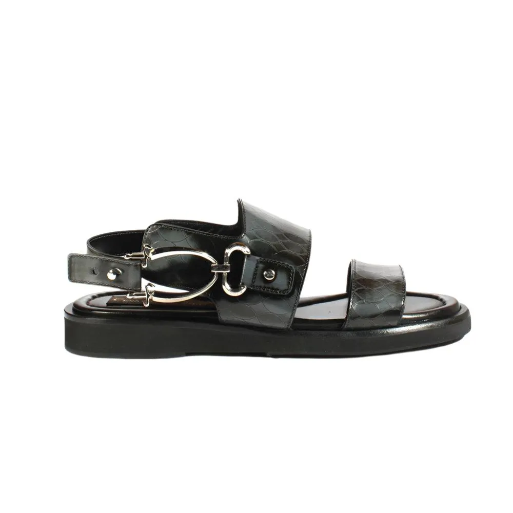Cesare Paciotti Luxury Italian Men's Designer Shoes Antique Fumo Glass Leather Gladiator Sandals (CPM2374)
