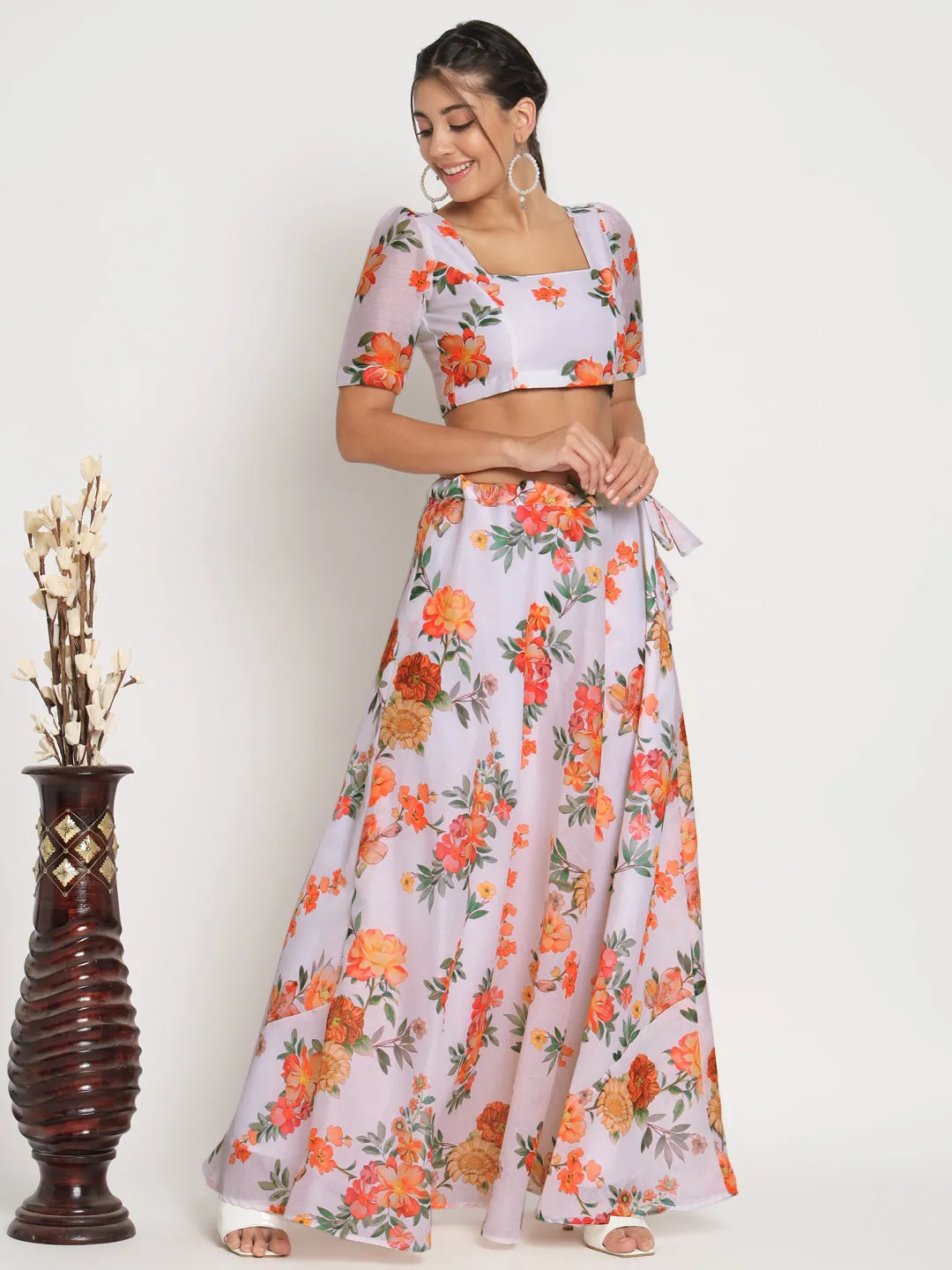 Chanderi Printed Bias Skirt