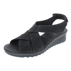 Clarks Womens Caddell Bright Faux Suede Criss-Cross Wedges