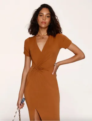 Cognac Jersey Knit Dress