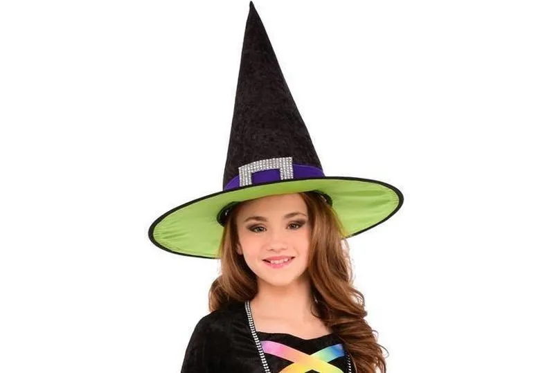 Colorful Rainbow Witch Costume for Kids | Halloween Dress & Hat