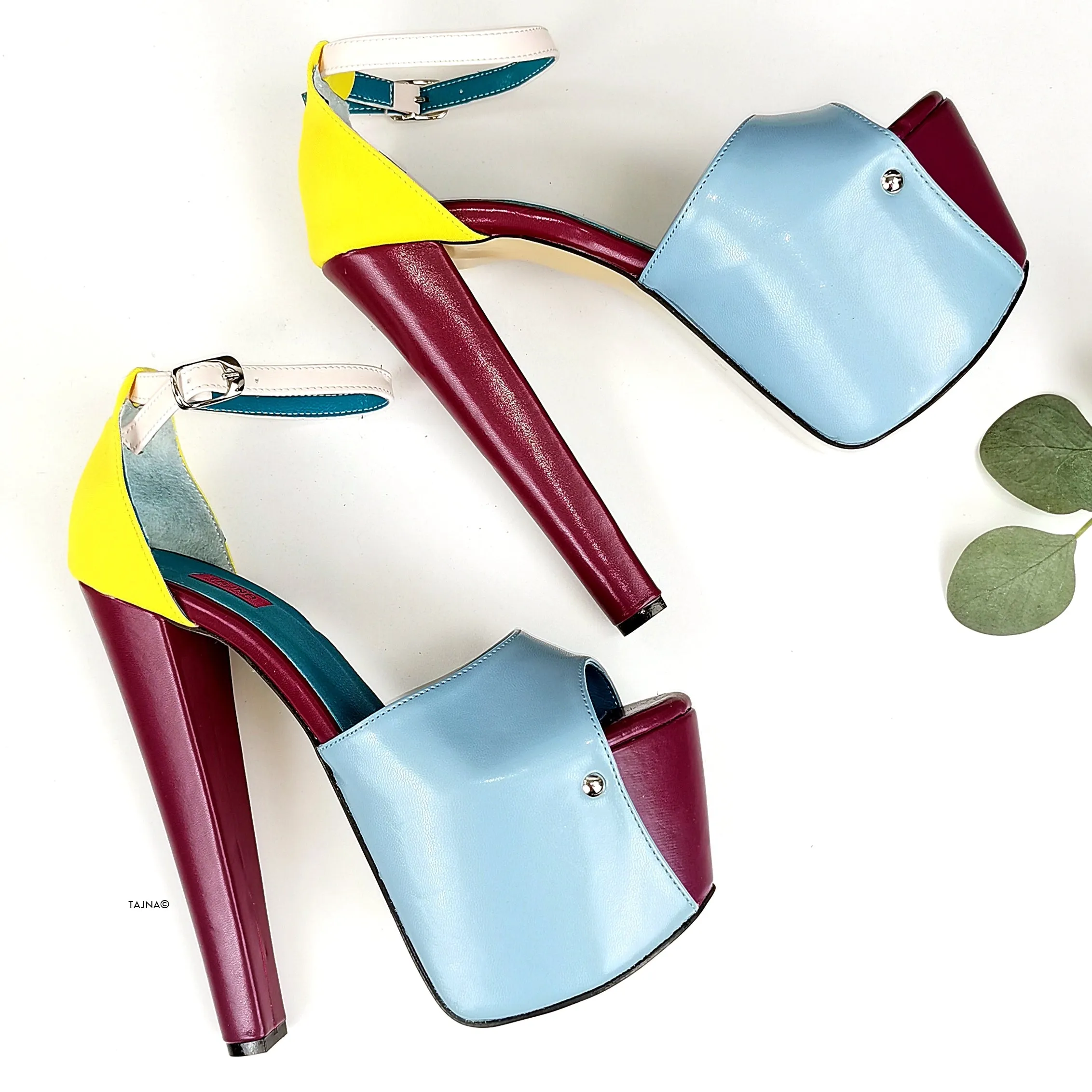 Colourblock Chunky High Heel Sandals