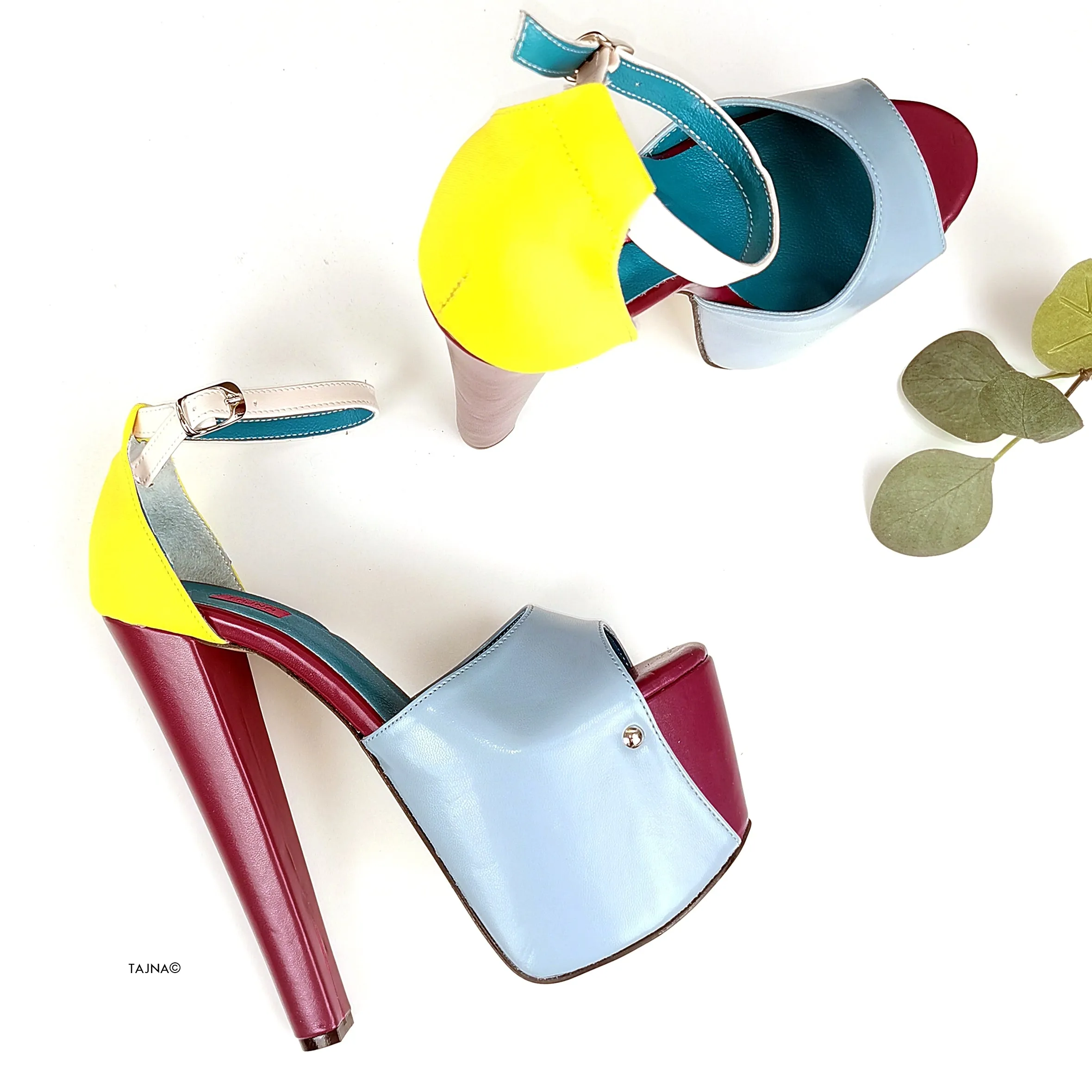 Colourblock Chunky High Heel Sandals