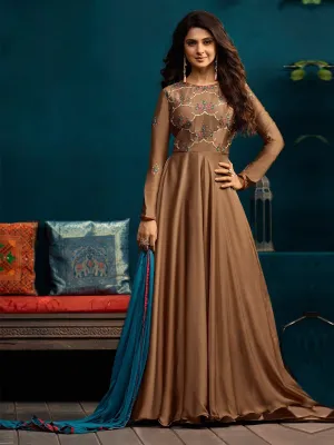 Copper All Over Minimalist Embroidered Anarkali